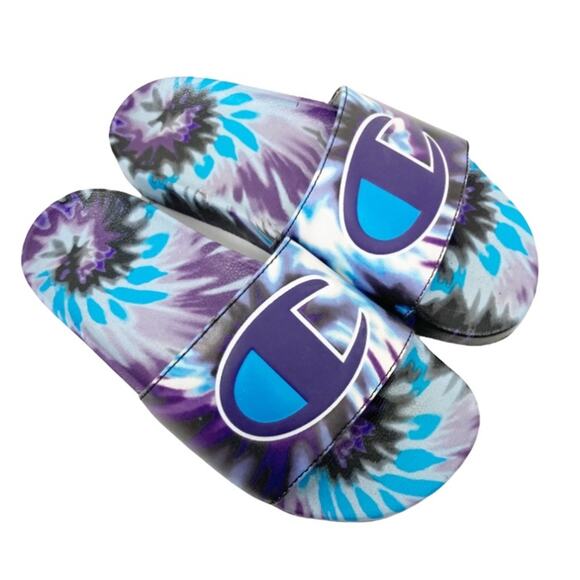 Champion Purple Blue Tie Dye Slides Sz 6 - Picture 1 of 6